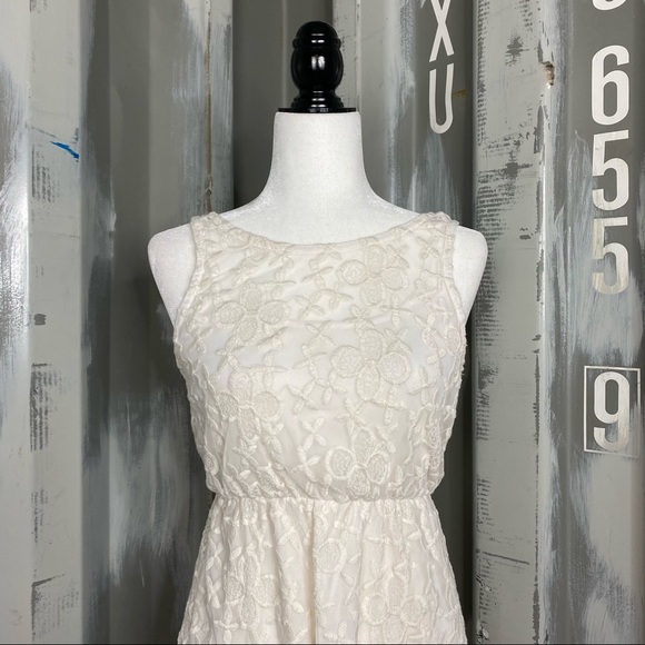 Vintage Fun & Flirt Off-White Mini Lace Dress XS - Picture 3 of 11